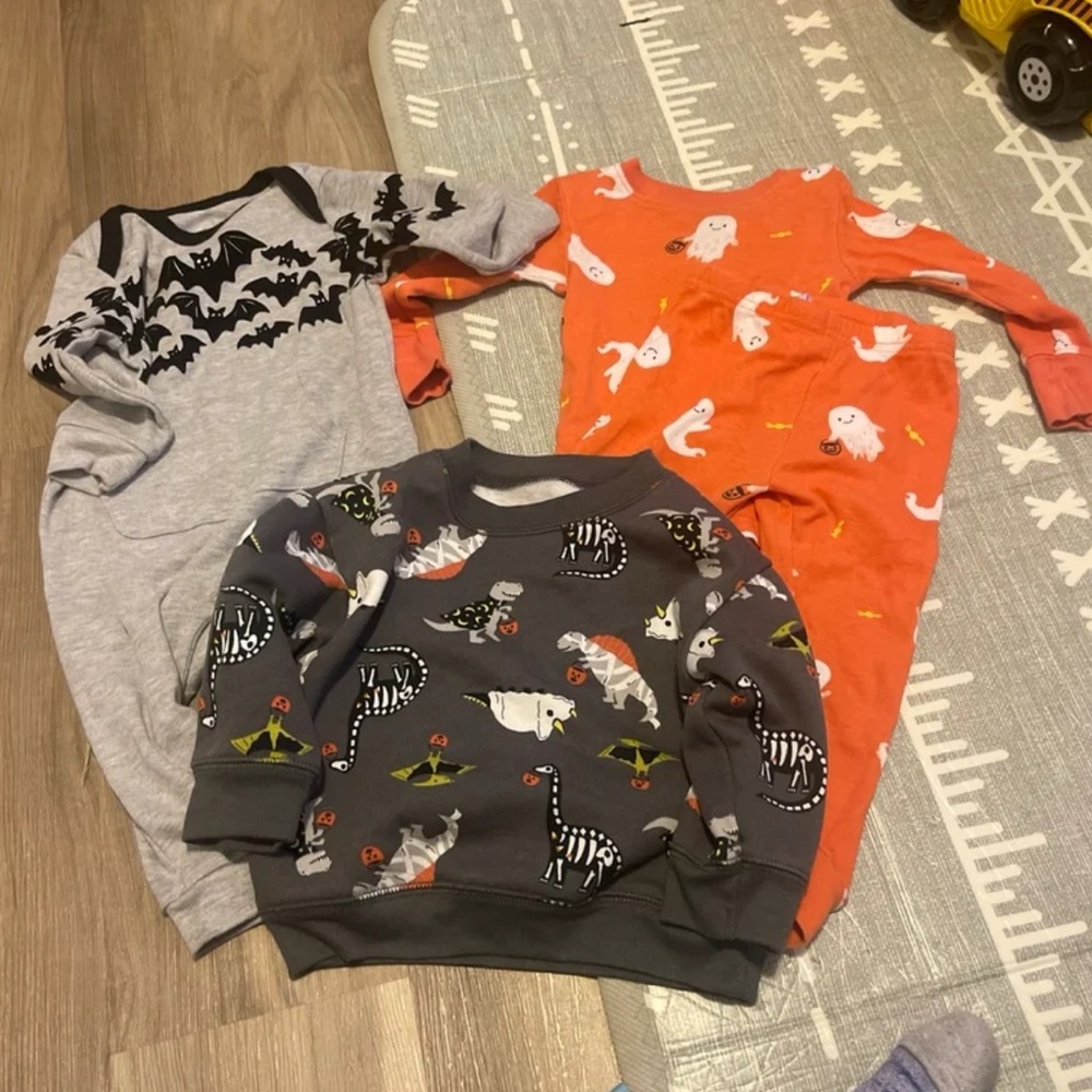 Kids Halloween Themed Shirts - Gray and Orange